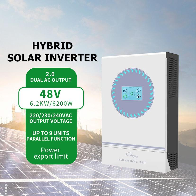 デュアルMPPTソーラーインバーター6V DC〜220V AC高電圧8kW 10.2kWグリッドティード/オフインバーター48V 24Vオフグリッド220V 60Hz ACオン