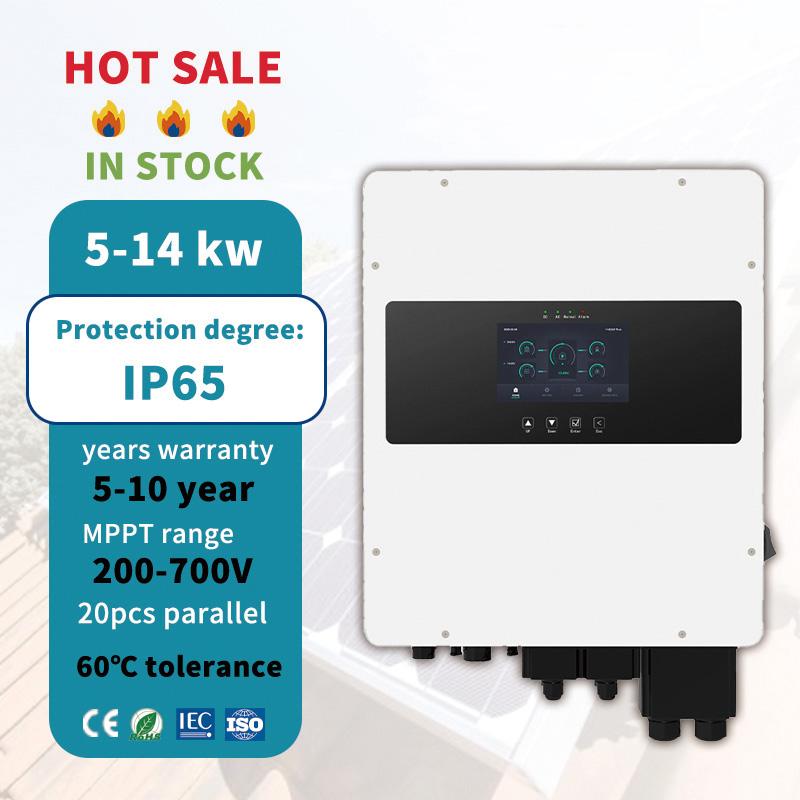Alto voltaje de alto voltaje 8kW 10.2kW Inverter híbrido 220V 60Hz AC único y dual MPPT Solar Inverter 600KW 48V 48V 24 V Redrumilla de descuento en la red